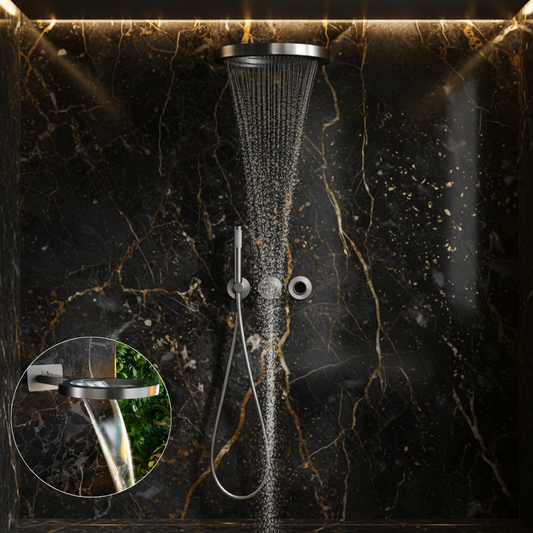Marino Thermostatic Concealed Shower System — Rain & Waterfall — Chrome