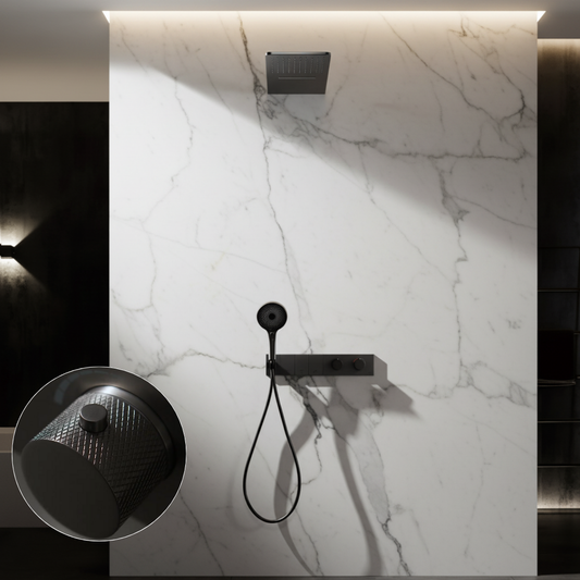 Alessandro Système de douche thermostatique encastré — Bec cascade — Gris gunmetal