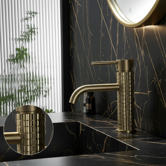 Angelica Deck-Mounted Basin Tap — Brushed Gold